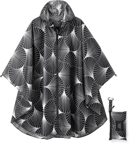 Rain Poncho Jacket Coat Hooded Zipper Style for Women/Men/Adult with Pocket