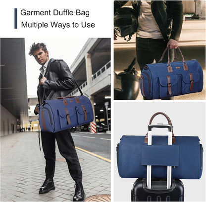 Modoker Garment Convertible Weekender Bag,Carry on Canvas Garment Duffle Bag Heavy Duty Overnight Bags for Men Women