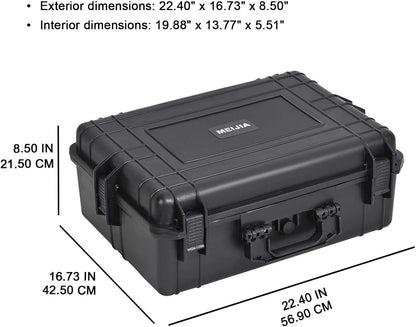 MEIJIA Portable Waterproof Protective Hard Case, Camera Case with Customizable Fit Foam Inserted,Fit Use of Drones,Camera,Equipments, Elegant Black (22.4"X16.73"X8.46")