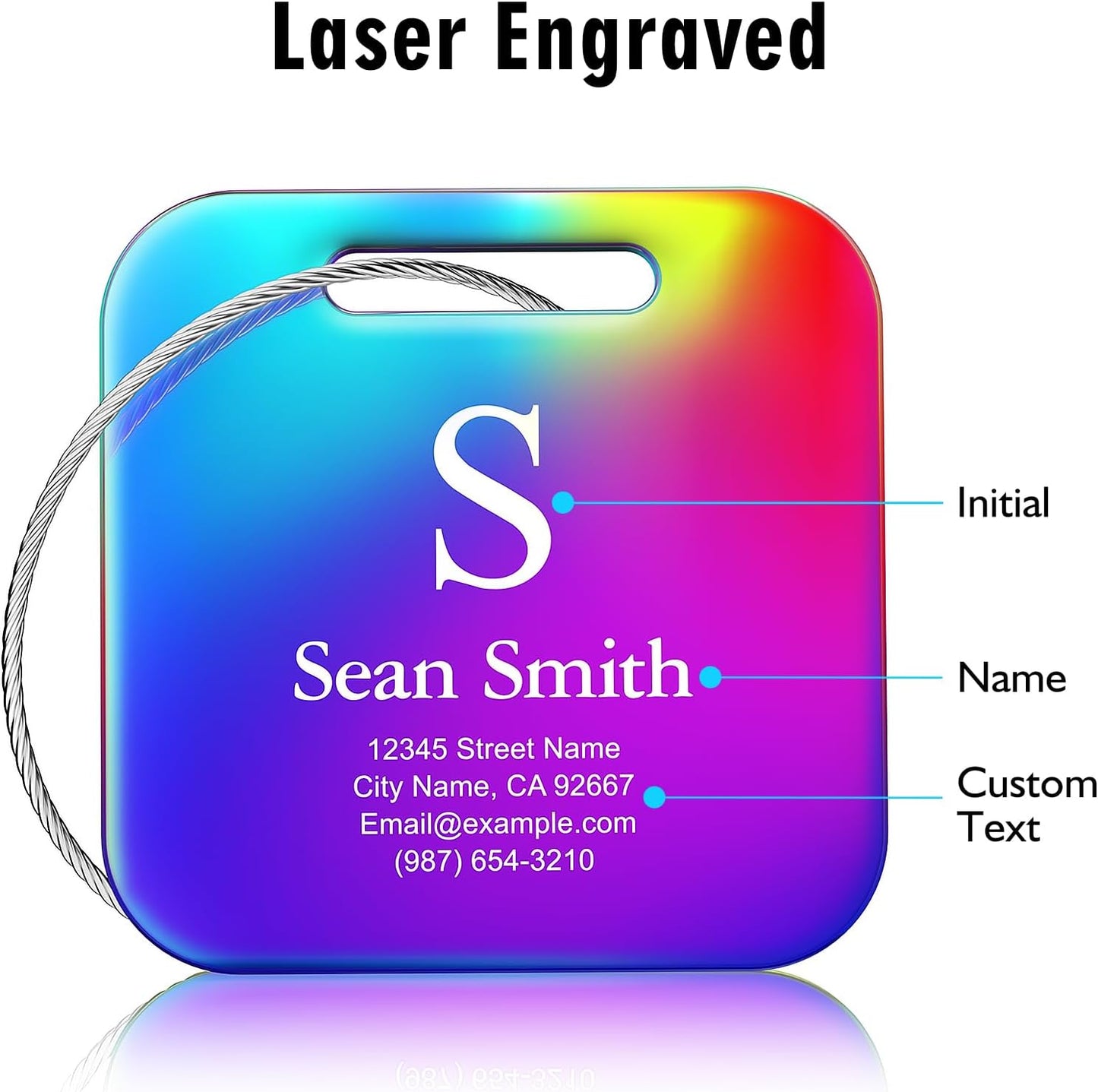 Luggage Tags for Suitcase - Personalized Engraved Stainless Steel Metal Tag for Cruise Travel - Custom Name Tags Suitable for Bags and Backpacks