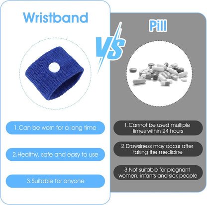 Motion Sickness Relief Bands, 8pcs Motion Travel Sickness Wristbands Natural Acupressure Nausea Relief Wristband for Pregnancy Morning Car Sea Flying Trip Dizziness Anxiety