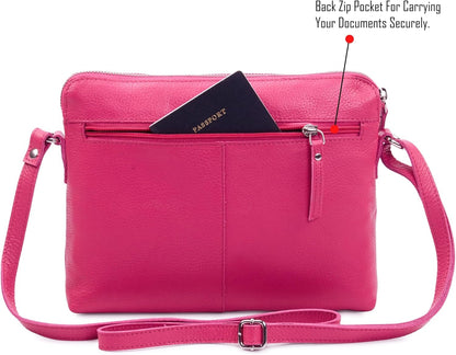 Wise Owl Accessories Small Soft Pebbled Real Leather Crossbody Handbags Purses Sling Crossover Shoulder Bag