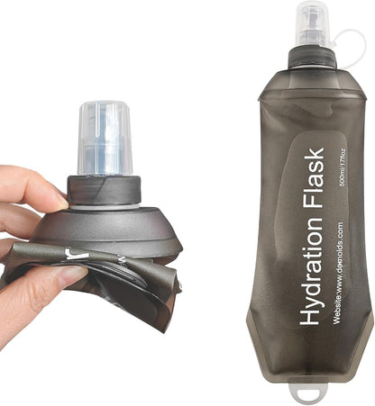 AXEN Soft Flask TPU Foldable Running Hydration Flask, Soft Collapsible Water Bottle for Hydration Pack Cycling Marathon Running Hiking