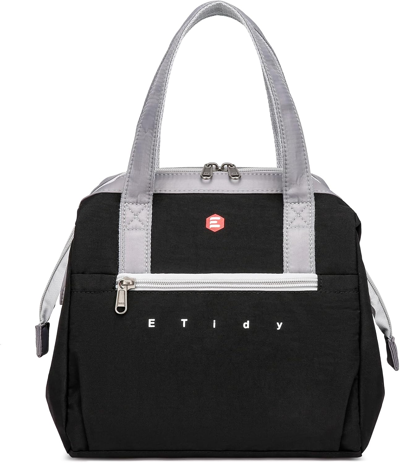 ETidy Fashionable & Lightweight Reusable Lunch Bag Large Capacity Waterproof & Leak Proof Lunch Box Insulated Cooler Lunch Tote For Women Adult To Work Travel Outdoor(Black)