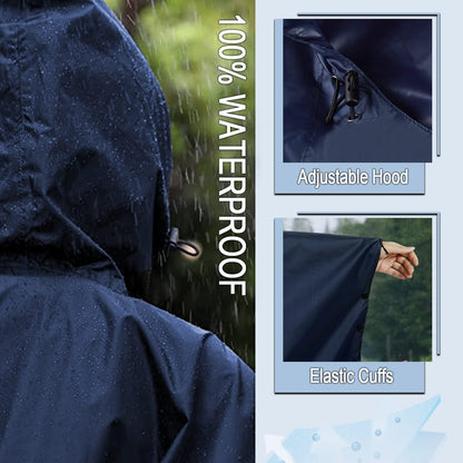 Rain Poncho Jacket Coat Hooded Zipper Style for Women/Men/Adult with Pocket
