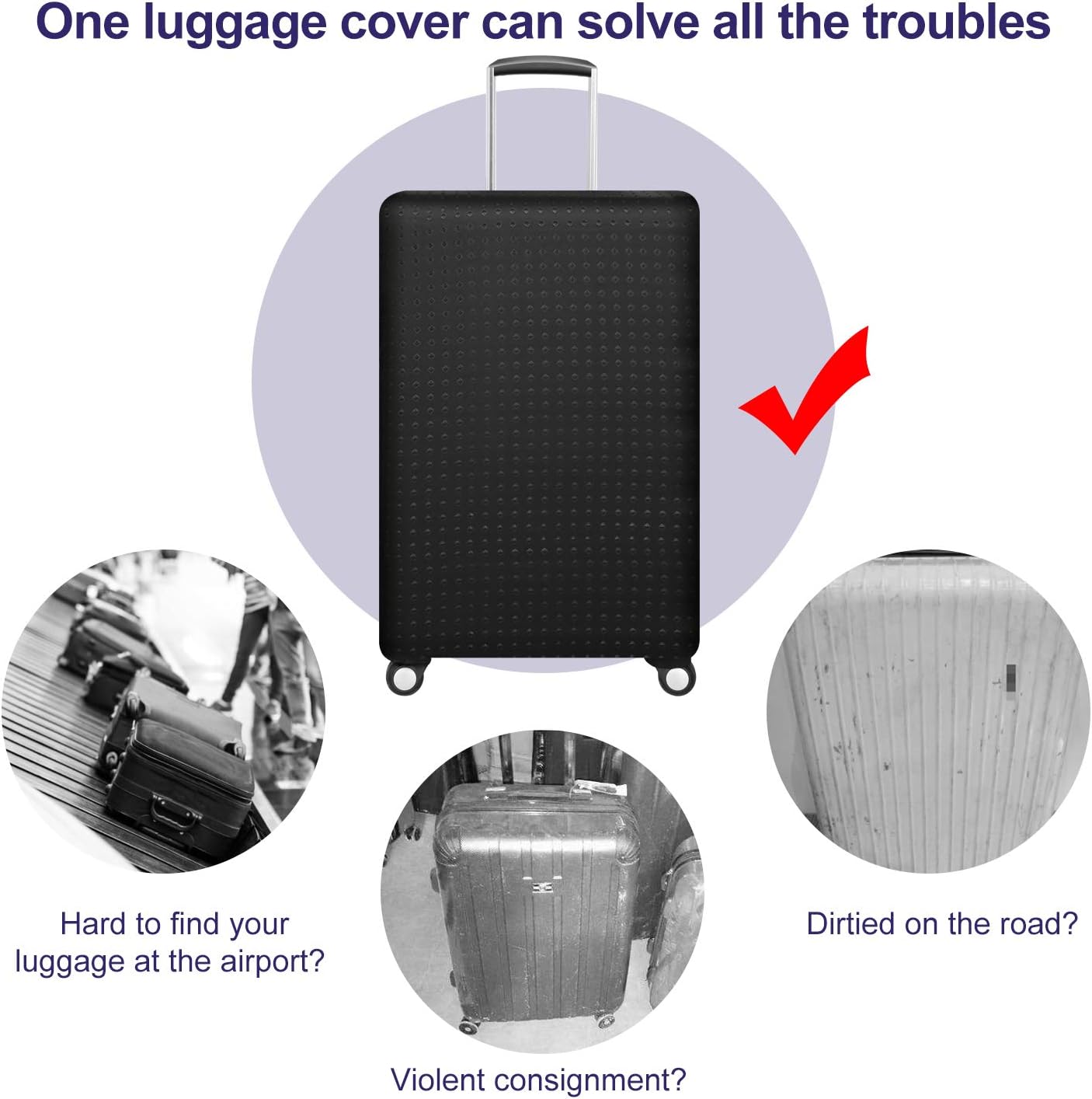 7-Mi Travel Suitcase Protective Cover 26"-28" Suitcase Protective Cover & High Elastic Spandex Size L
