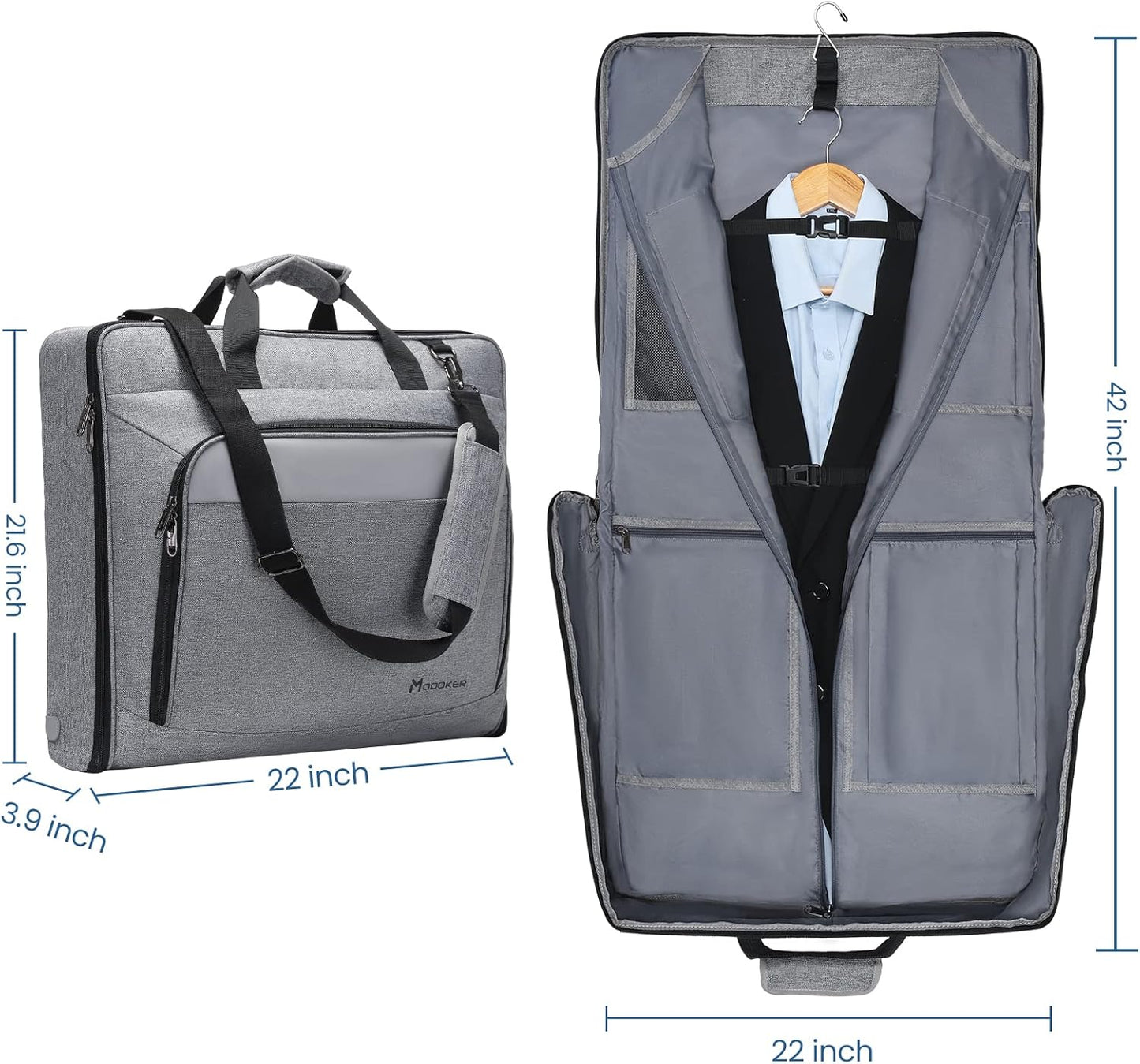 Modoker Suit Luggage Garment Bag with Shoulder Strap, Suit Carry on Bag Hanging Suitcase Garment Bags for Men Women Business Travel
