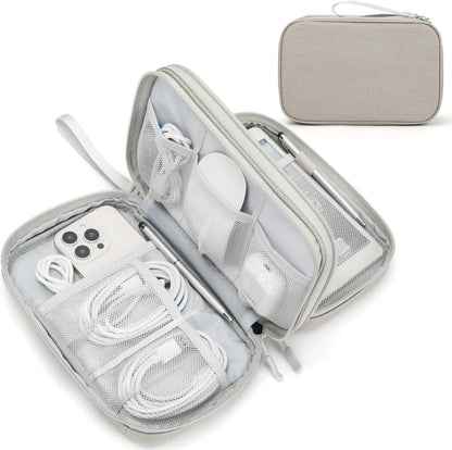 FYY Electronic Organizer, Large Travel Cable Organizer Bag Pouch Electronic Accessories Carry Case Portable Waterproof Double Layers All-in-One Storage Bag for Cable, Cord, Charger, Phone, Khaki