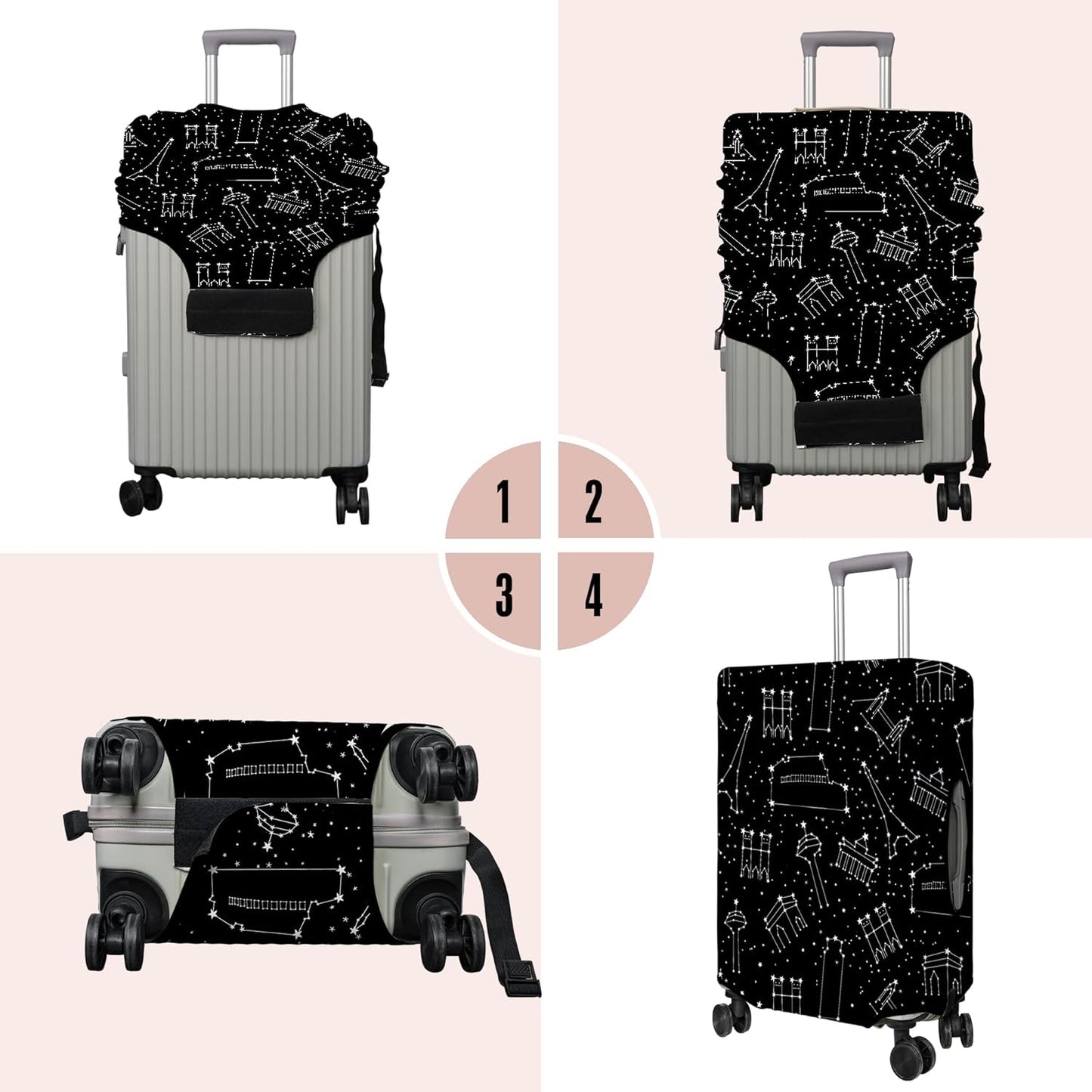 Travel Luggage Cover Suitcase Protector Fits 18-32 Inch Wheel Covers PatternedTravel Related Items Flower Luggage Protector Elastic XL