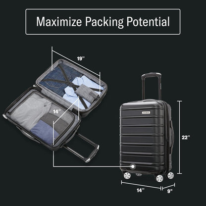 Samsonite Omni 2 Hardside Expandable Luggage with Spinner Wheels, 19X14X9 CARRY-ON SPINNER, CARIBBEAN BLUE