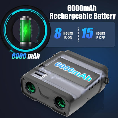 Night Vision Goggles, True 4K Night Vision Binoculars, Built-in Powerful Focusable IR, 6000mAh Rechargeable Battery, Super Large Display, Long Viewing Range, Free 64GB Card (Silver 4k Pro)