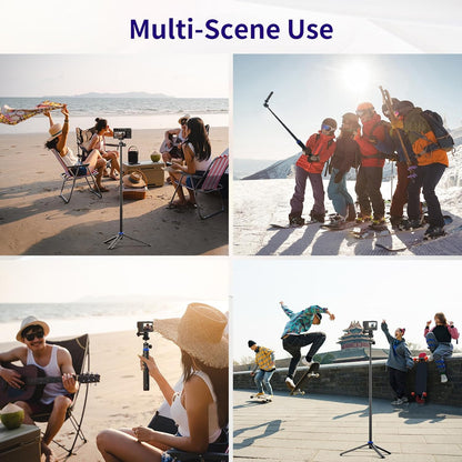 Selfie Stick Tripod for Gopro Camera, 62" Extendable Tripod Stand with 360° Ball Head 1/4" Screw, Portable Lightweight Camera Tripod for GoPro Max Hero 11 10 9 8 7 6 5 DJI OSMO Action Camera
