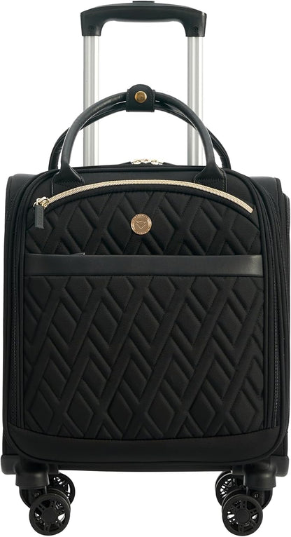Verage 18x14x8in Spinner Underseat Carry-On Luggage -Airplane Personal Item Bag, USB A&C Charging Port, Padded Laptop Pocket & Wet/Dry Compartments for Women, Classic Black