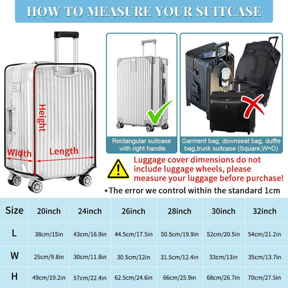 Yotako Clear PVC Suitcase Cover Protectors 24 Inch Luggage Cover for Wheeled Suitcase 24''