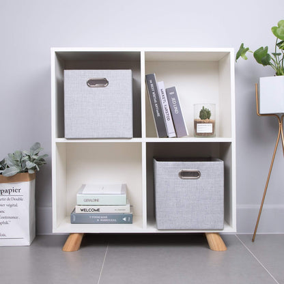 11 Inch Cube Storage Bins for Organization, Fabric Storage Cubes Closet Storage Bins for Cube Organizer, Thick and Heavy Duty Storage Baskets for Shelves, 4pcs, Sliver Grey