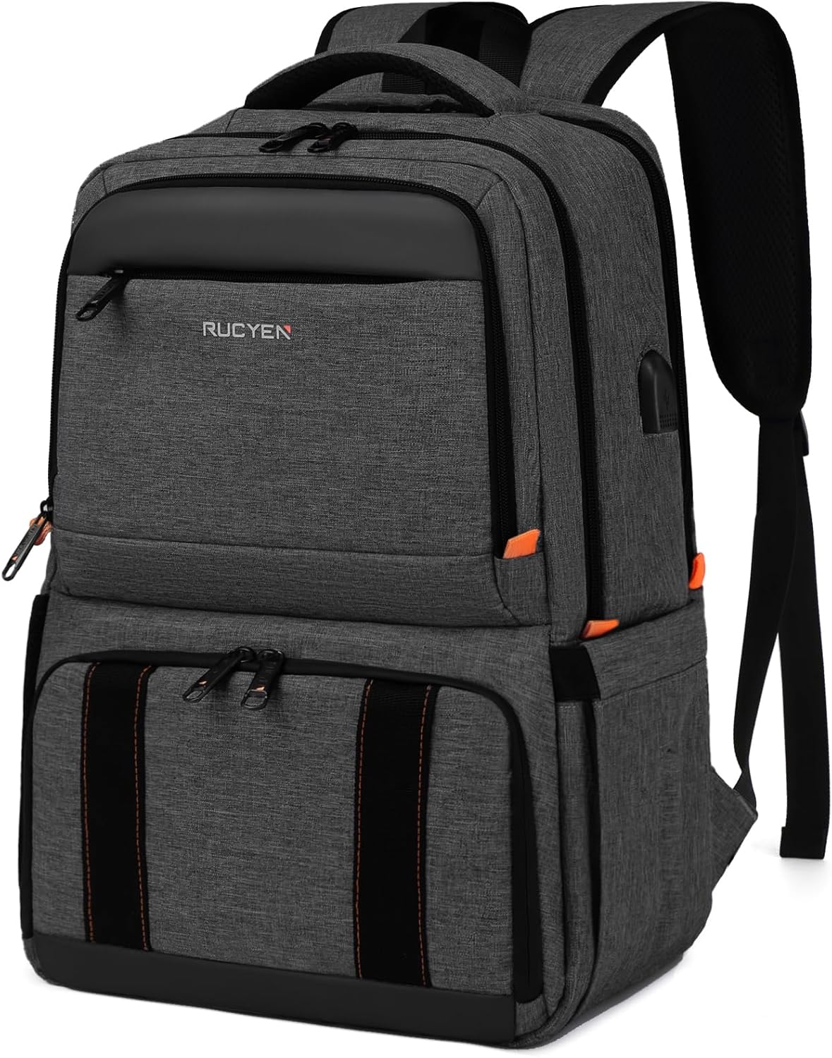 Lunch Backpack, Insulated Cooler Backpack Lunch Box for Men Women, 15.6 Inches RFID Blocking Laptop Backpack with USB Port Lunch Bag for Work Travel Black