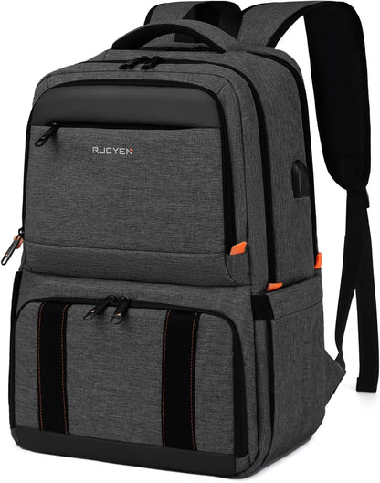 Lunch Backpack, Insulated Cooler Backpack Lunch Box for Men Women, 15.6 Inches RFID Blocking Laptop Backpack with USB Port Lunch Bag for Work Travel Black