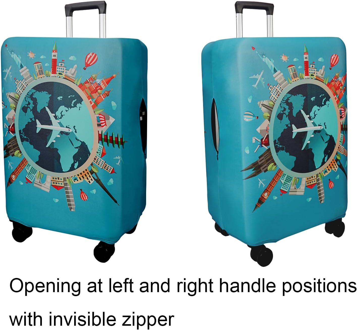 WUJIAONIAO Travel Luggage Cover Baggage Suitcase Cover Protector Skins 18-32 Inch (A15 Go Travel, L (for 25-28 inch luggage))