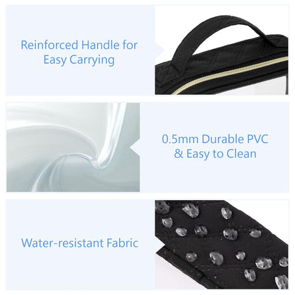 PACKISM TSA Approved Toiletry Bag, 3 Pack Clear Makeup Bags with Handle Large Opening, Clear Toiletry Bags Fit Carry-on Travel Essentials, Quart-sized Travel Bags for Toiletries, Black