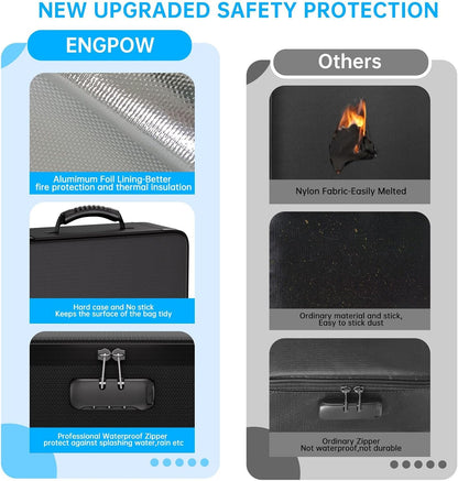ENGPOW File Organizer Bag with 13 Pocket Accordion File Folder, Fireproof Document Organizer with Lock& Labels,Multi-Layer Portable Home Travel Safe Storage Box for Important Documents,Files and More