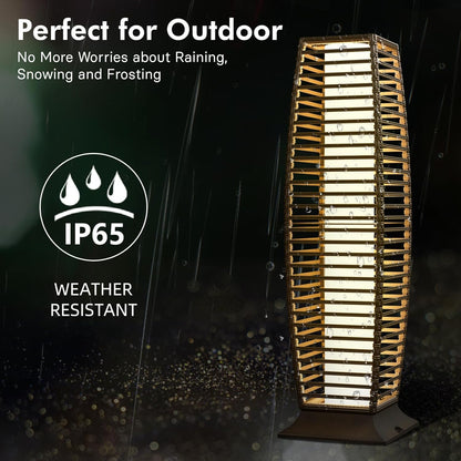 Grand patio Outdoor Floor Lamp Solar Powered Lantern Waterproof Wicker Boho Deck Lights for Garden Porch Decor, Large Crossover