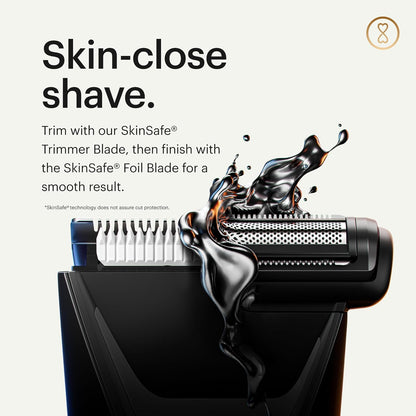 MANSCAPED® The Lawn Mower® 5.0 Ultra Groin & Body Hair Trimmer – Dual-Head SkinSafe® Trimmer & Foil Blades, Waterproof Wet/Dry Groomer, USB-C Rechargeable with Travel Case, Men’s Ball Shaver, Black