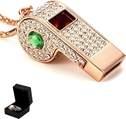 Whistle,Rhinestone Sports Whistle with Keychain for Coach/Referee/Training/Lifeguard/Teachers(Gold)