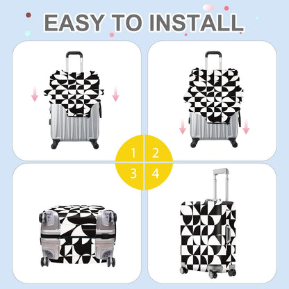 ANNA QUEEN Geometric Minimalist Luggage Cover, Suitcase Protector with Modern Abstract Pattern, Stretchable, Washable Travel Cover for 20-22 Inch Luggage