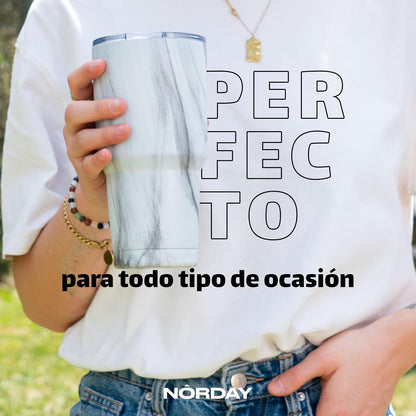 NORDAY | Tumbler with Lid - 30oz - White Marble Insulated Tumbler - Stainless Steel Tumblers - Double Wall Insulated Travel Coffee Mug for Car Cup Holder - Keeps Temperature for 24hr - Anti Spill Lid