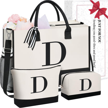 BAGAIL Initial Tote Bag, Personalized Birthday Gifts for Women, Teacher, Friends, Mom, Wedding, Monogrammed Beach Bag
