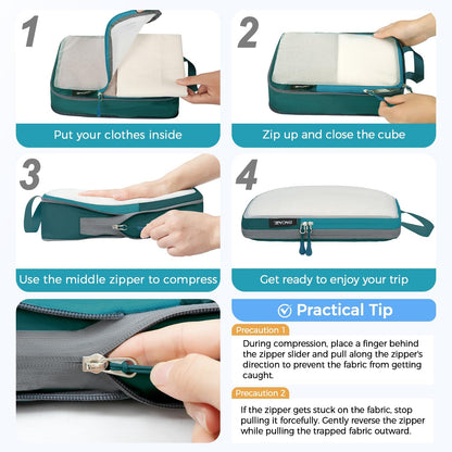 BAGAIL 6 Set Ultralight Compression Packing Cubes Packing Organizer for Travel Accessories Luggage Suitcase Backpack