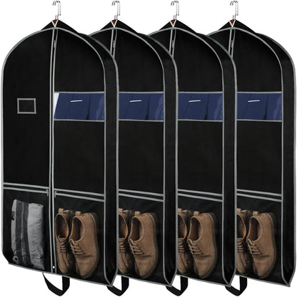 Zilink Garment Bags Suit Bag for Travel and Storage 43 inches Suit Cover Protector for Closet with 2 Large Pockets and 2 Carry Handles for Suit Coat, Dress, Set of 4