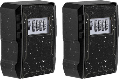 UPGRADE Extra Large Capacity Key Lock Box, Weatherproof Wall Mount Key Box for Car Keys, Fob, House Keys, Key Safe Security Storage Lock Box for Indoor, Outdoor, Garage, Garden, Store (2 Pack, Black)