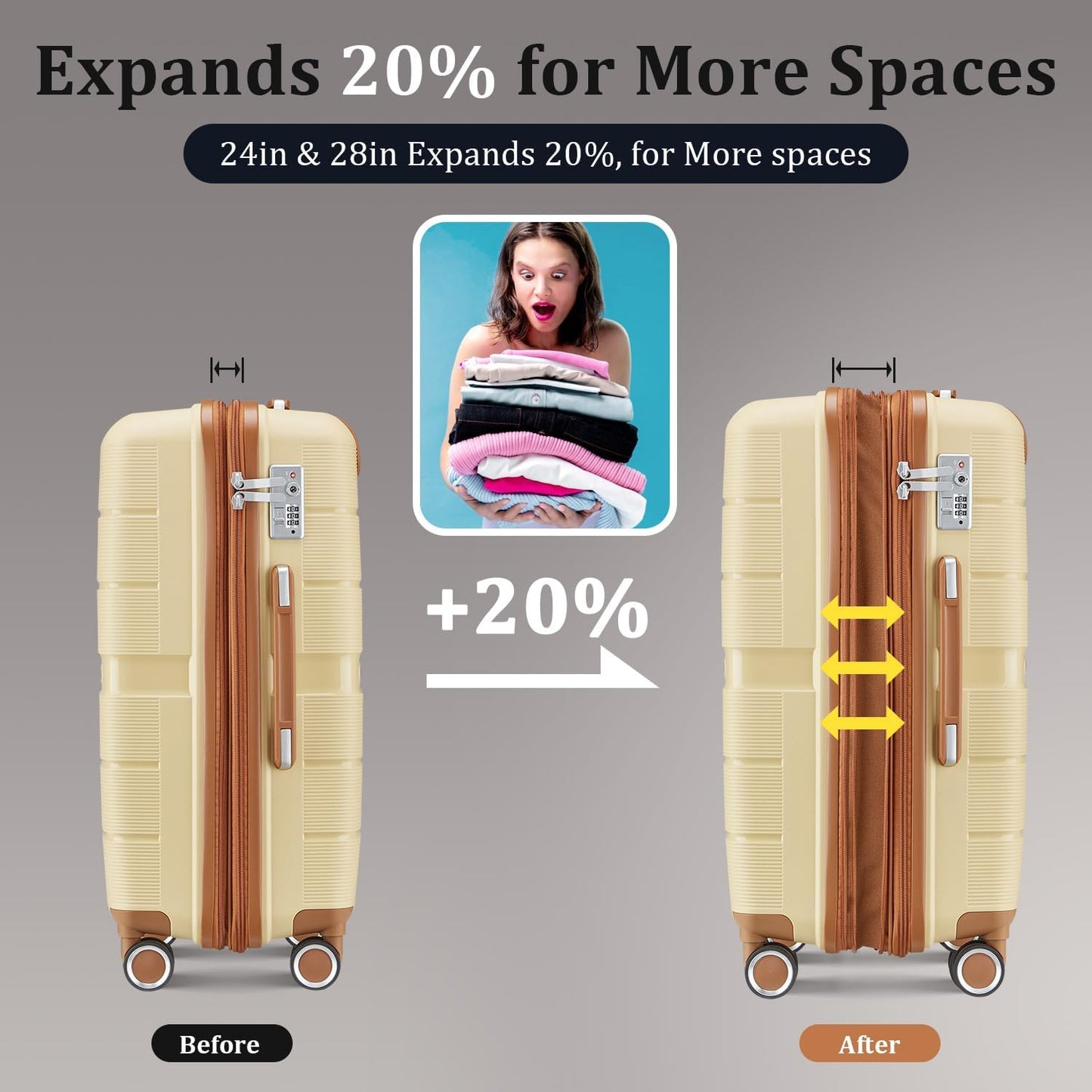 4-Piece Hardshell Luggage Set with TSA Locks, Expandable Suitcases and Silent Spinner Wheels - Vibrant Colors for Easy Identification (14/20/24/28 Inch) - Family Travel Suitcase Sets