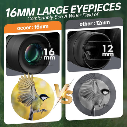 15x30 Compact Binoculars for Adults and Kids - Occer Large View High Powered Binoculars for Bird Watching - Lightweight Easy Focus Binocs with Low Light Vision for Hunting Cruise Ship Travel