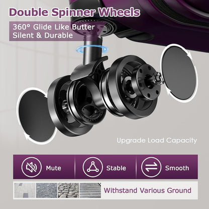 BEOW 3 Piece Luggage Sets For Women with Spinner Wheels, Durable Polycarbonate Hardside Expandable Suitcase Sets 3 Pcs, Stylish Lightweight Travel Luggage with TSA Lock 20 24 28 Inch Purple