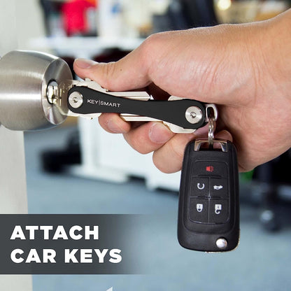 KEYSMART Key Holder for Keychain - Compact Key Organizer for Key Chain, Minimalist Clutter-Free EDC Keychains Key Ring, Black Aluminum, 8 Keys