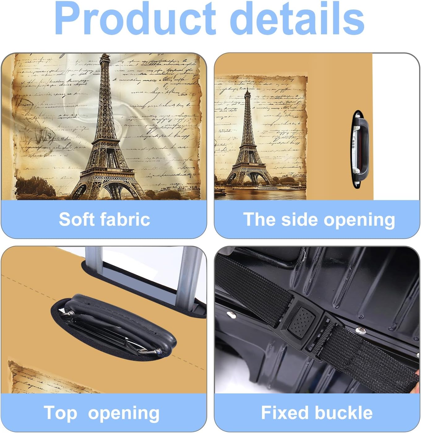 Luggage Cover Washable Suitcase Protector Anti-scratch Suitcase cover Fits 20-34 Inch Luggage (Tower-3, XL(32-34inch suitcase))