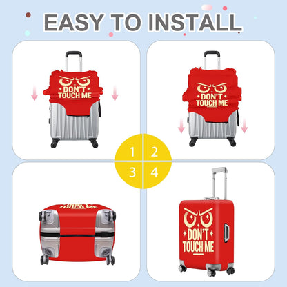 ANNA QUEEN Funny “Don’t Touch Me” Luggage Cover, Bold Red Suitcase Protector with Angry Eyes Design, Stretchable, Washable Travel Cover for 20-22 Inch Luggage