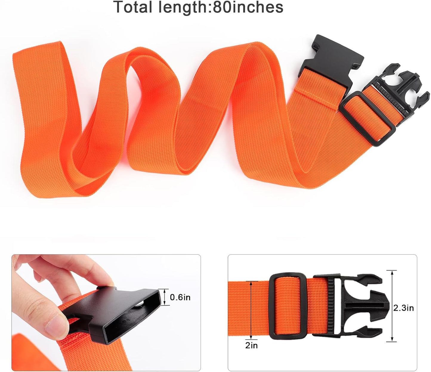 4Pcs Luggage Straps for Suitcase Travel Accessories TSA Approved, 80In Long Belts to Keep Your Suitcase Secure, Adjustable Bag Straps with Quick-Release Buckle for Travel Bag Closure, Orange