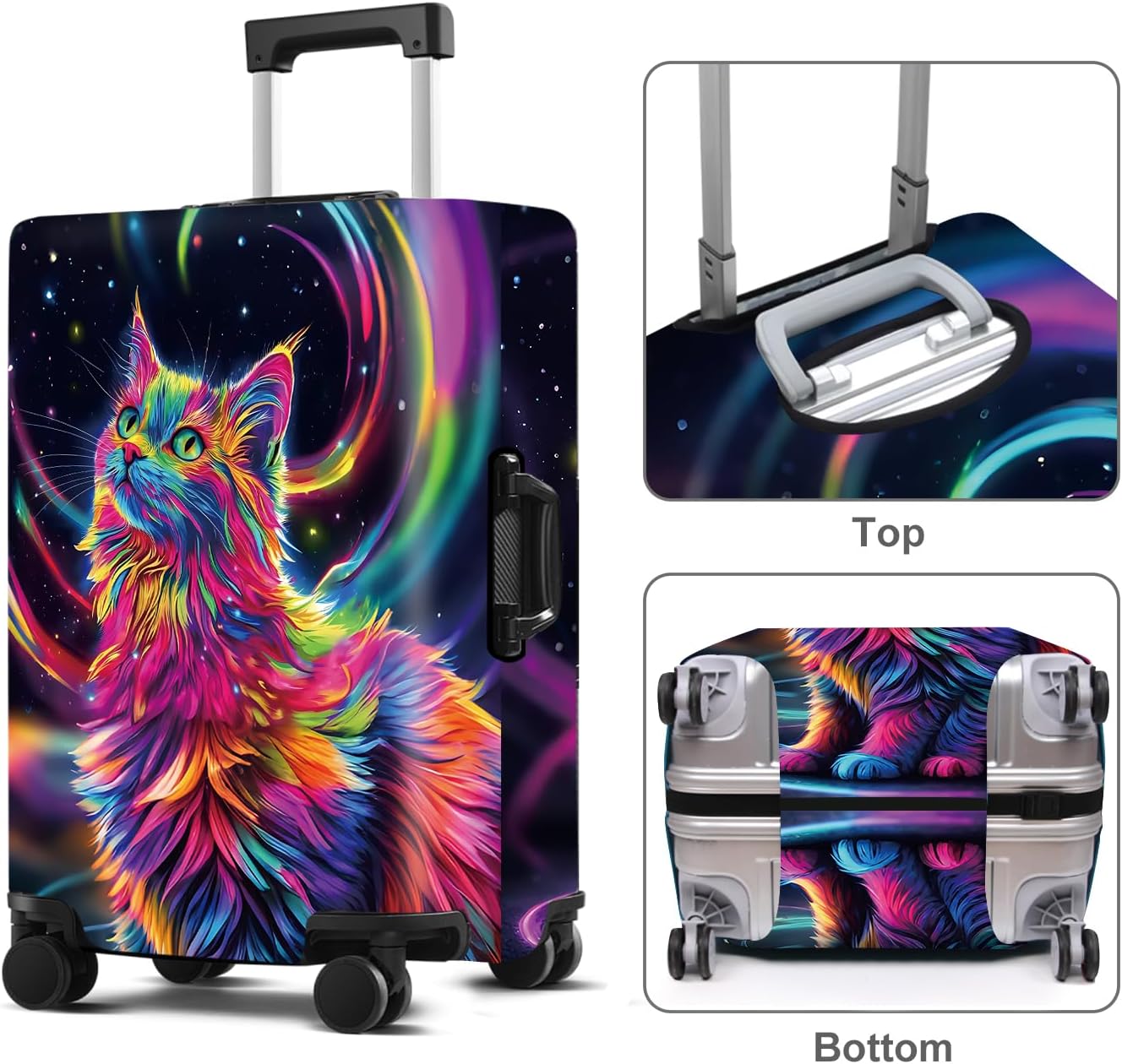 Cat Luggage Cover Washable Suitcase Protector Anti-Scratch,Stretchable Fit for 20-34Inch Luggage Durable Travel Bag Cover with Zipper Closure (M(24-26inch suitcase))
