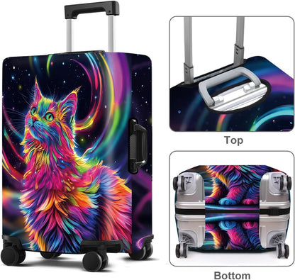 Cat Luggage Cover Washable Suitcase Protector Anti-Scratch,Stretchable Fit for 20-34Inch Luggage Durable Travel Bag Cover with Zipper Closure (M(24-26inch suitcase))