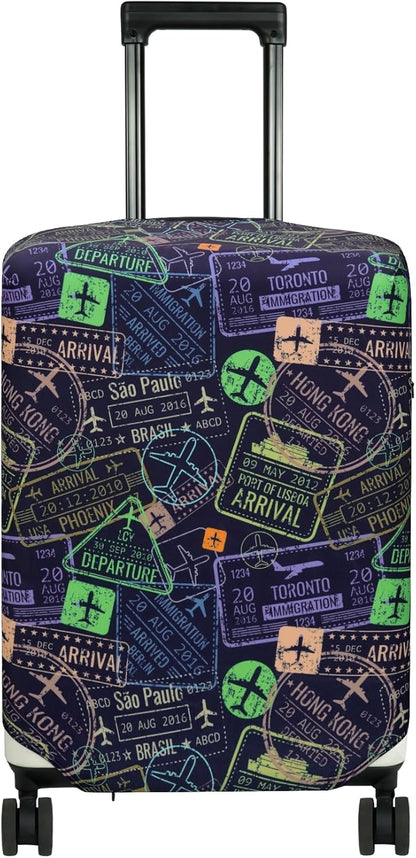 HYPER VENTURE Washable Luggage Cover - Fashion Suitcase Protector Fits 18-22 Inch Luggage (Urban Passport, S)