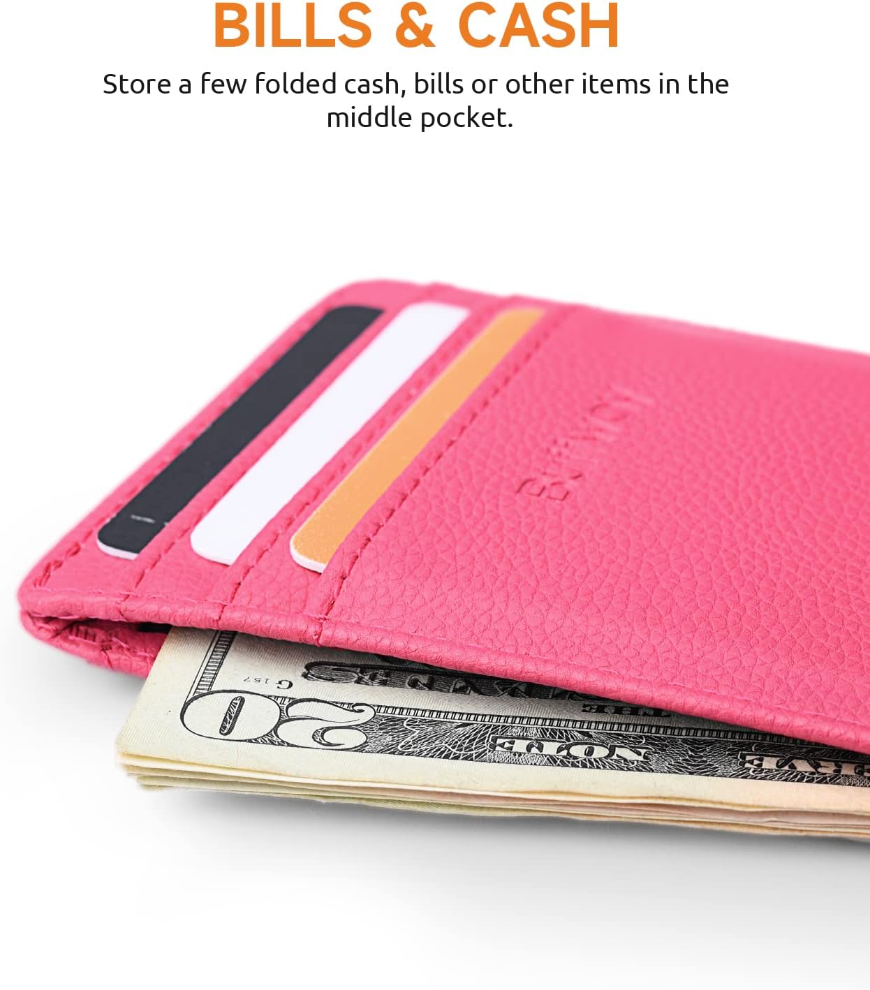 Buffway Mens Slim Wallet, Minimalist Thin Front Pocket Leather Credit Card Holder with RFID Blocking for Work Travel