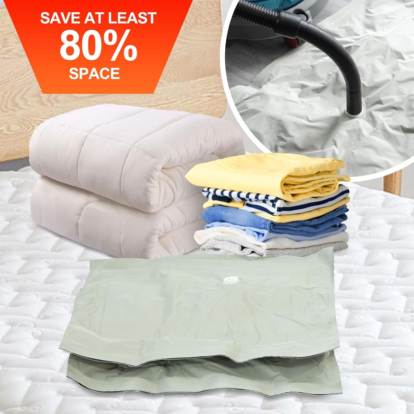 Umimile Vacuum Storage Bags 2 Jumbos, Space Saver Sealer Bags, Airtight Compression Bags for Clothes, Pillows, Comforters, Blankets, Bedding