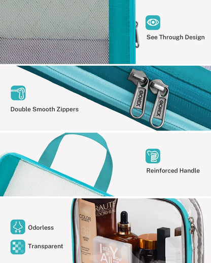 Gonex 8 Set Compression Packing Cubes, Expandable Mesh Organizer for Travel Accessories, Essentials With Toiletry, Laundry, Shoe, Cable Bags for Suitcases, Blue