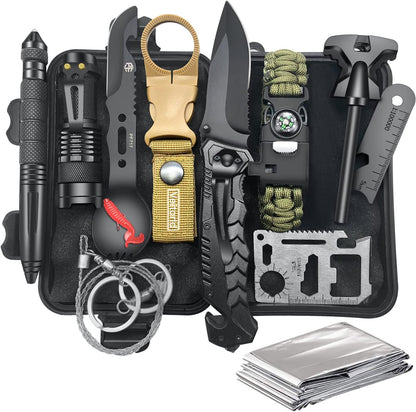 VEITORLD Gifts for Men Dad Him Christmas - Survival Gear and Equipment 12 in 1, Survival Kits - Cool Unique Fishing Hunting Birthday Gifts for Husband Teen Boy Boyfriend Women, Mens Stocking Stuffers