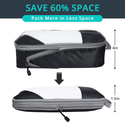 3 Set Compression Packing Cubes for Travel - Compressible, Lightweight, and Space-Saving Packing Cubes, Travel Essentials for Women, Black
