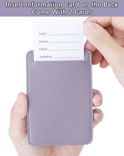 Teskyer Luggage Tags for Suitcases, TSA Approved with Privacy Protection Cover, Premium Faux Leather Bag Tags for Travel - 4 Pack, Purple