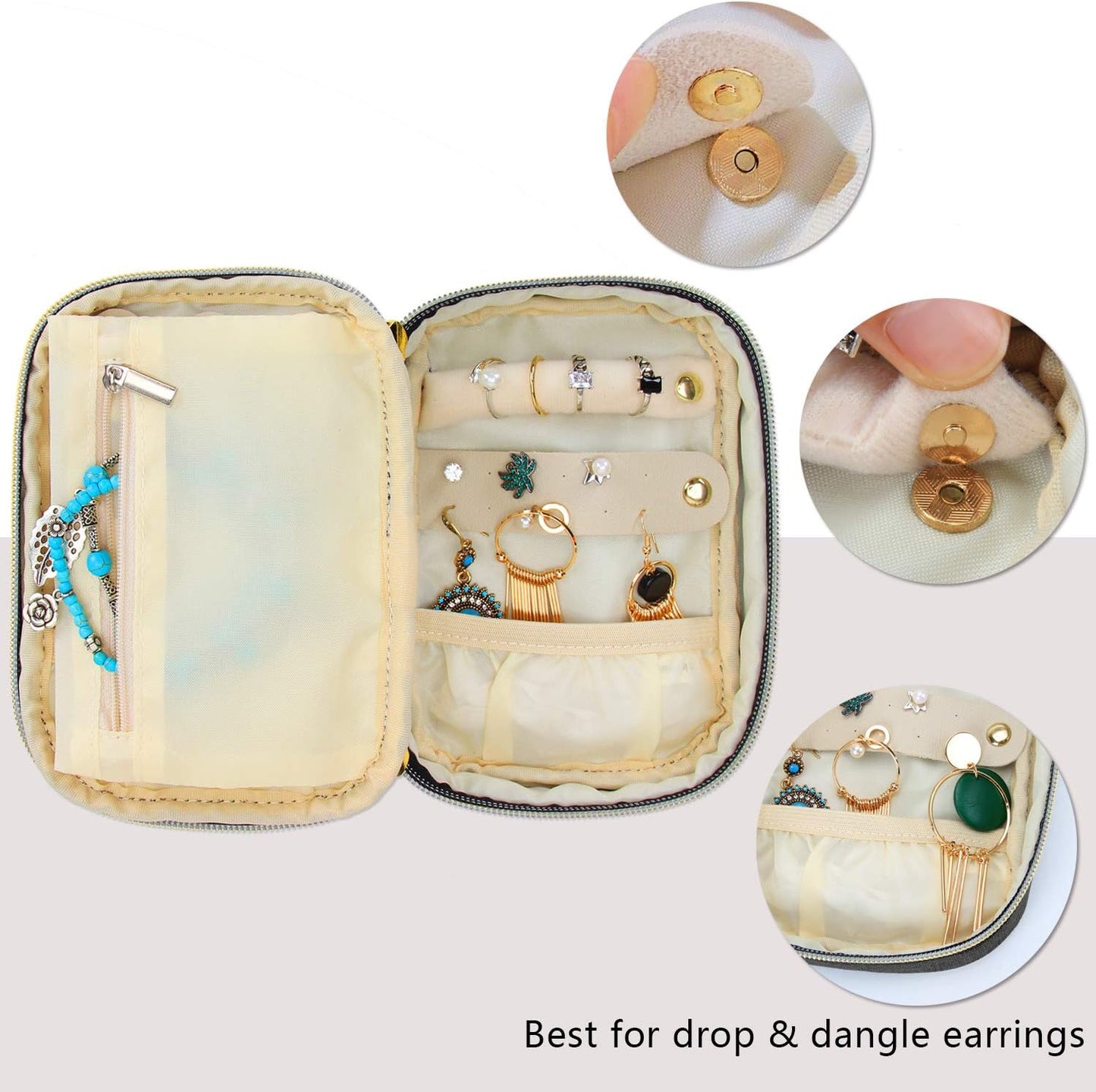 Teamoy Small Jewelry Travel Case, Portable Jewelry Organizer Bag for Earrings, Necklace, Rings and More, Small, Black-(Bag Only)